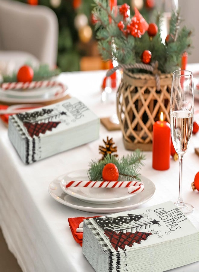 AnyDesign 100 Sheet Christmas Guest Napkins Christmas Tree Disposable Paper Towel Napkins Decorative Hand Napkin Towel for Bathroom Xmas Baby Bridal Shower Party Supplies Table Decor, 4.3 x 7.8 Inch - Image 4